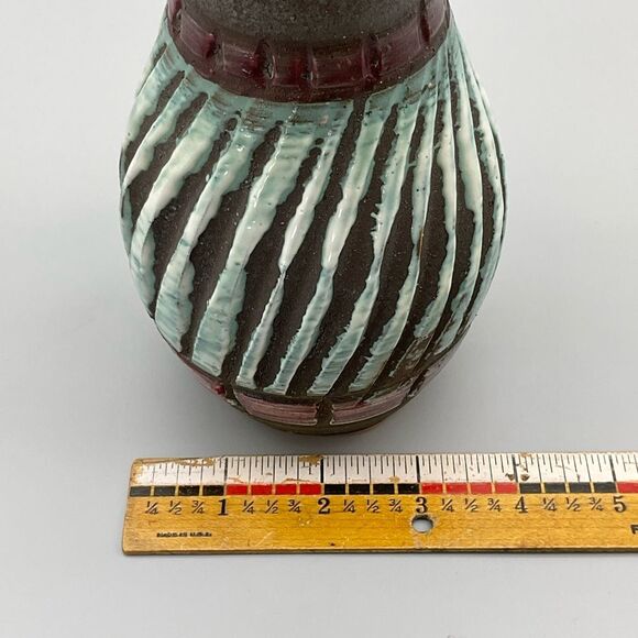 Vintage Italian Lava Glaze Pottery Sgraffito Flared Vase Bitossi MCM - Picture 10 of 10